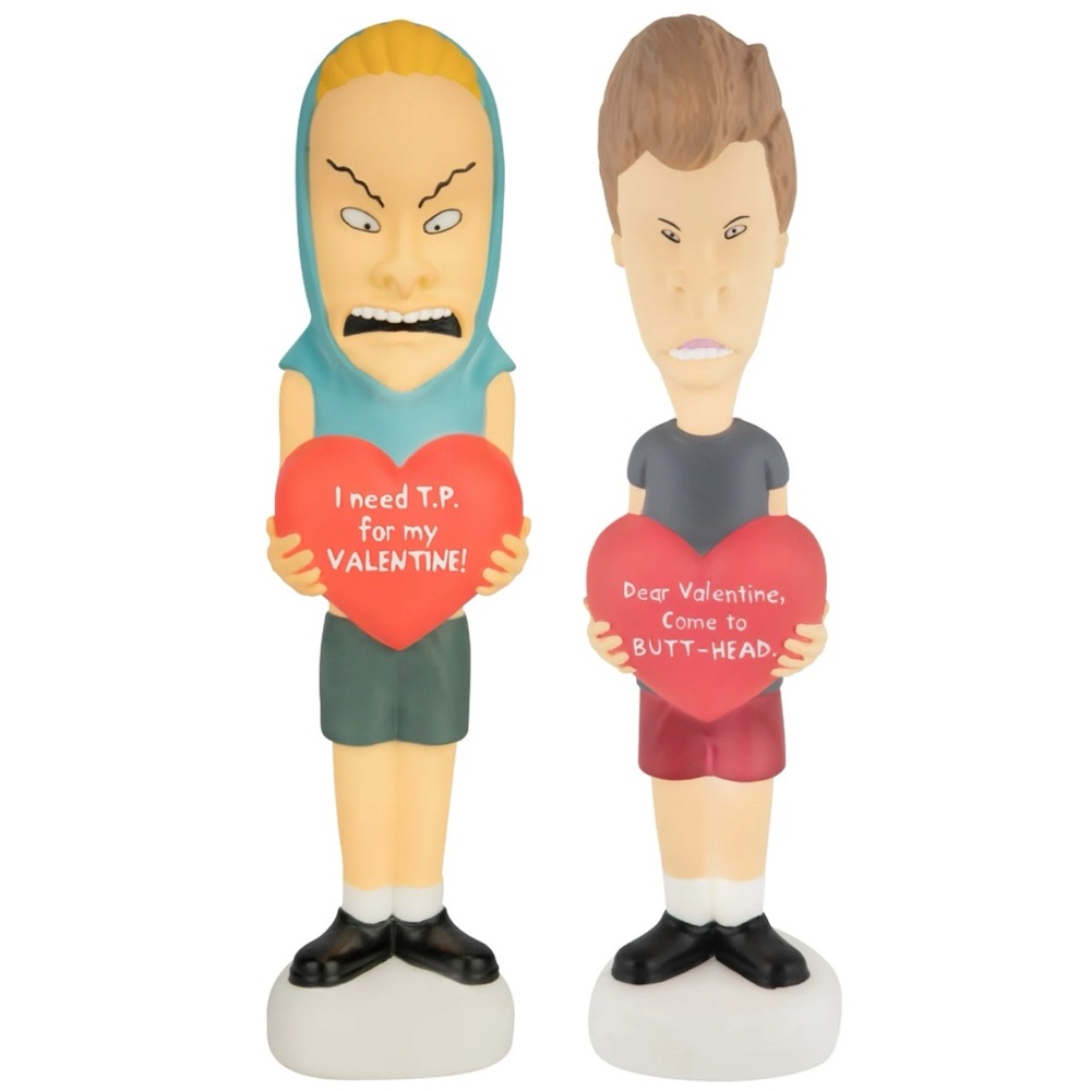 Beavis & Butthead Set of 2 Valentines Heart Message Lighted Blow Mold Decor NEW
